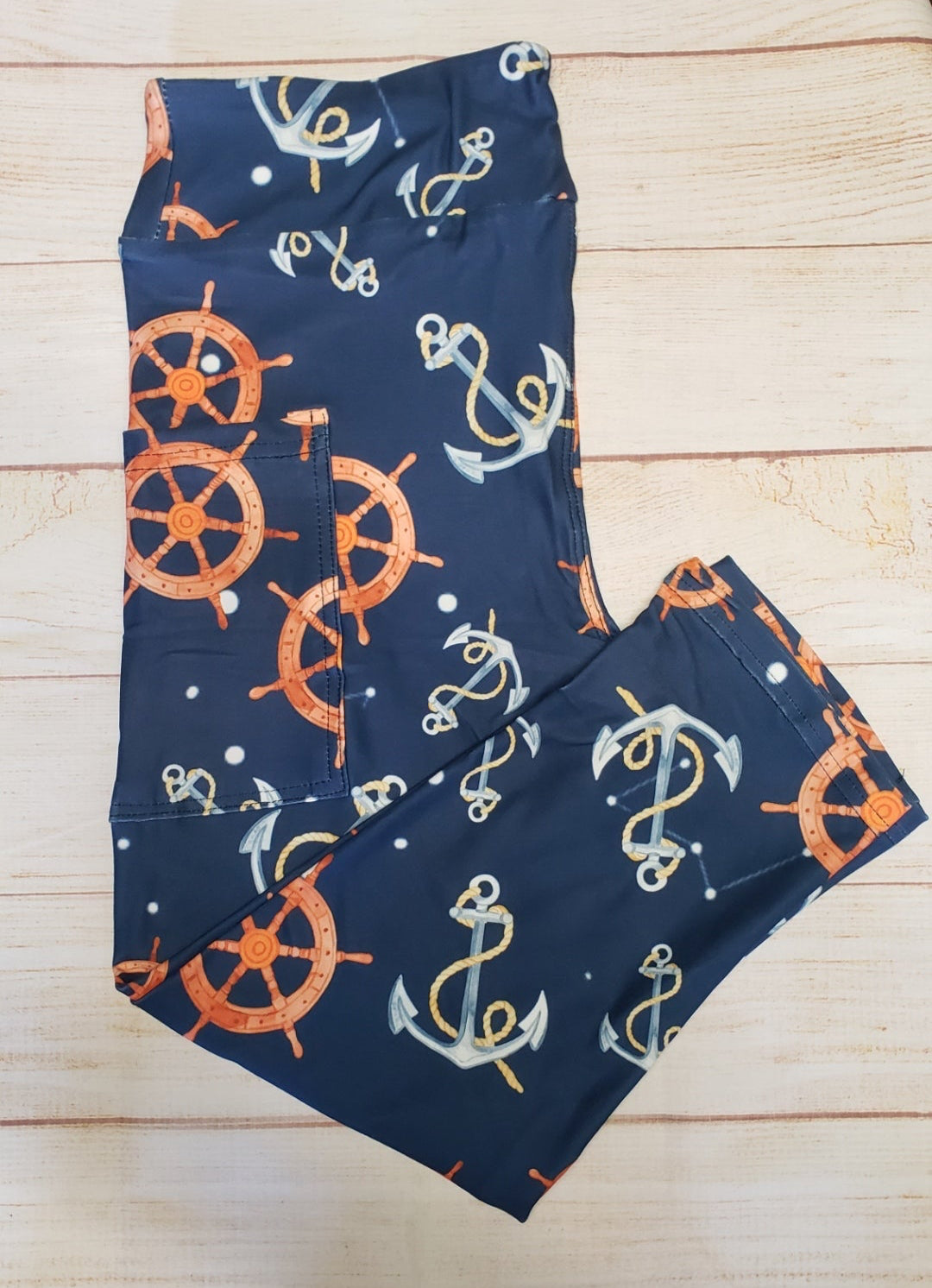 Rudder and Anchor capri legging with pockets