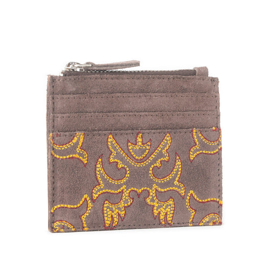 Cactus Sky Western Embroidered Credit Card Holder in Brown