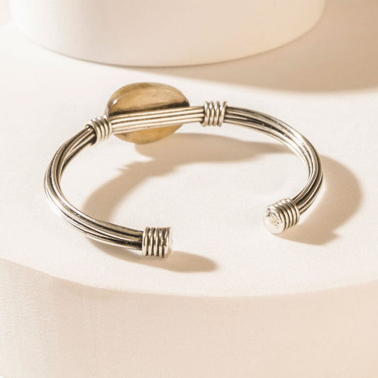 Myra Wanderer's Orb Cuff in Brushed Silver