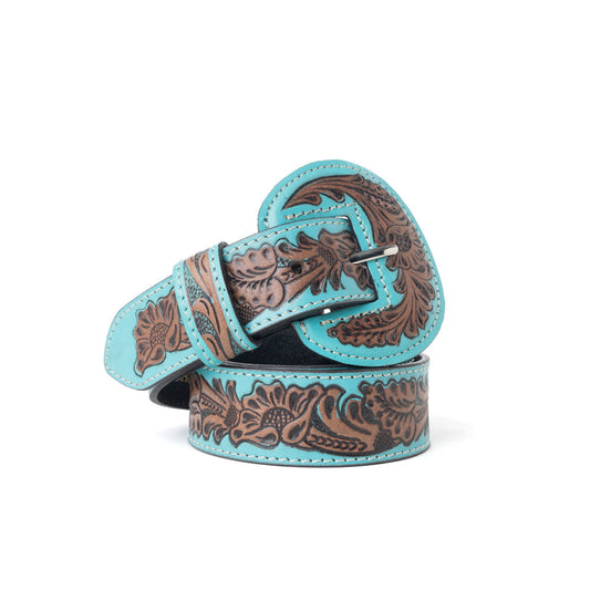 Barrel Bloom Leather Belt in Mahogany Brown
