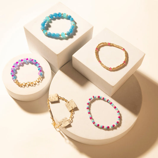 Myra Boho Graffiti Stack Bracelet in Prairie Blue