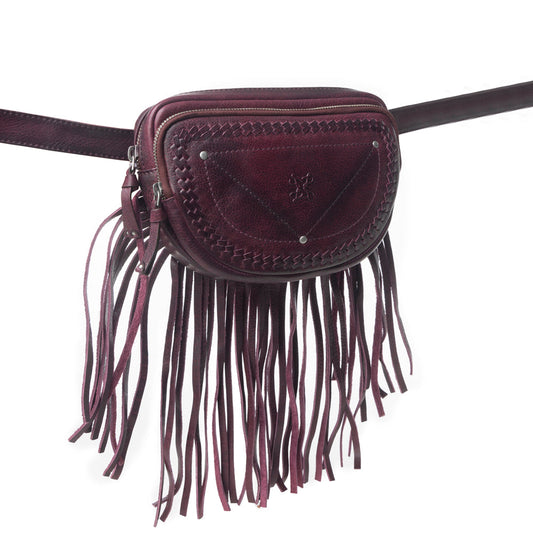 Myra Zidana Stormy Trails Fringed Veg Tanned Leather Bag in Raven Dusk