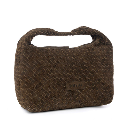 Myra Saddle Weave Genuine Suede Leather Bag in Bridle Bronze