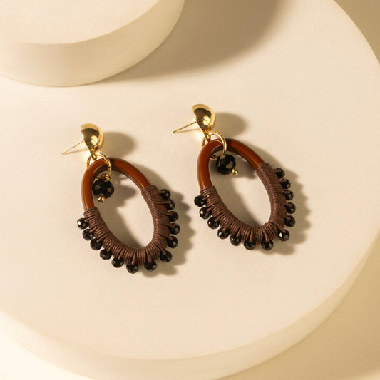 Myra Loom ovals earrings in brown