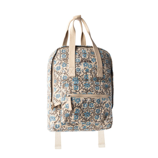 Myra Pine Meadow Cotton & Leather Crossbody Bag in Natural & Blue Floral