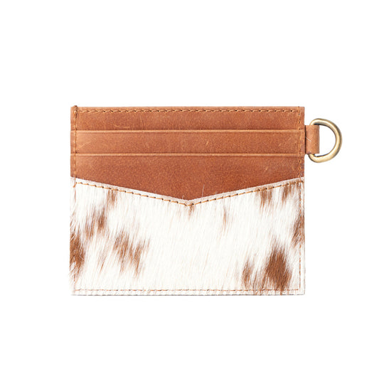 Myra Cowtown Card Holder for Women in brown with hair-on detail