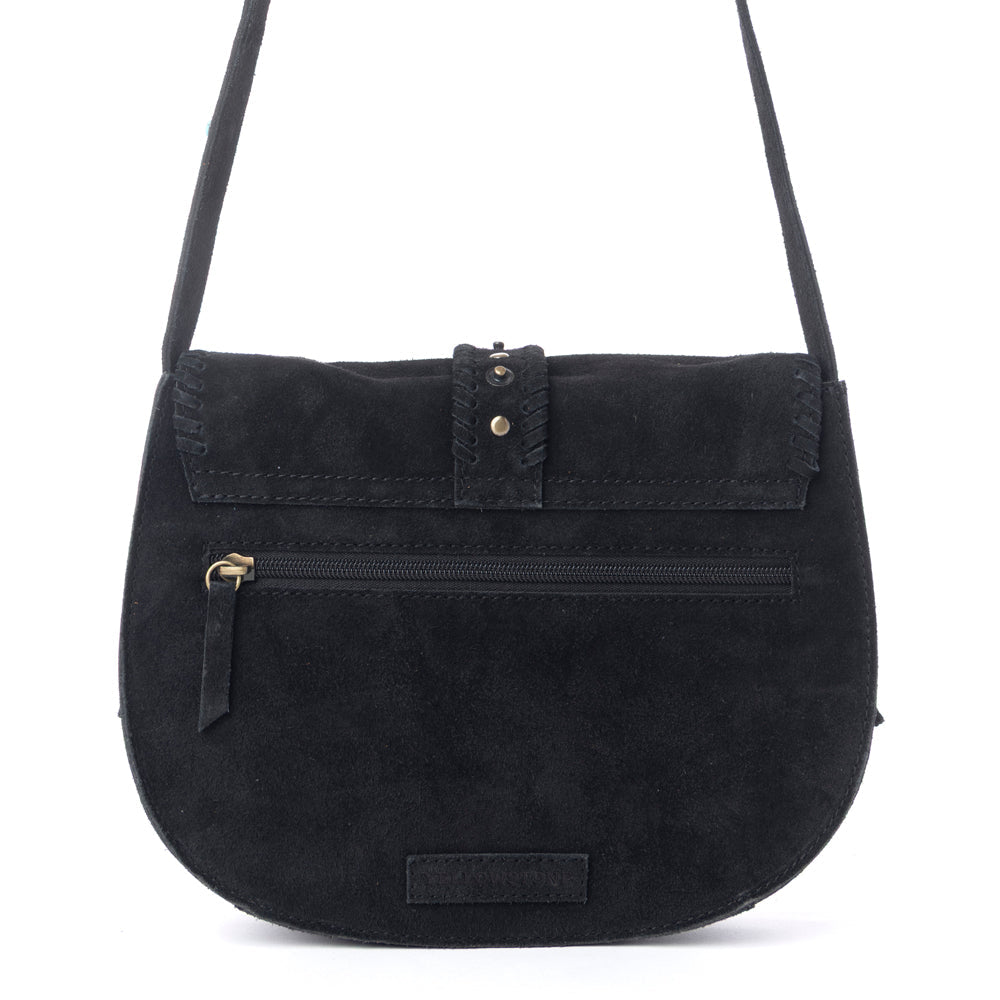 Myra Yellowstone Iron Frontier Suede Leather Bag in Jet Black