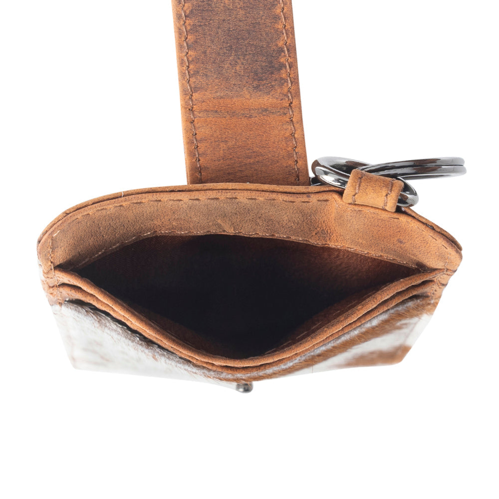 Myra Roper Card Holder for Women in brown with hair-on detail