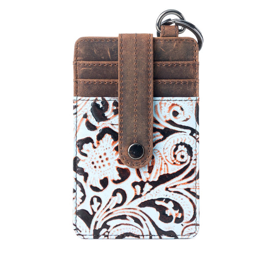 Myra Roper Embossed Card Holder for Women in blue with printed detail