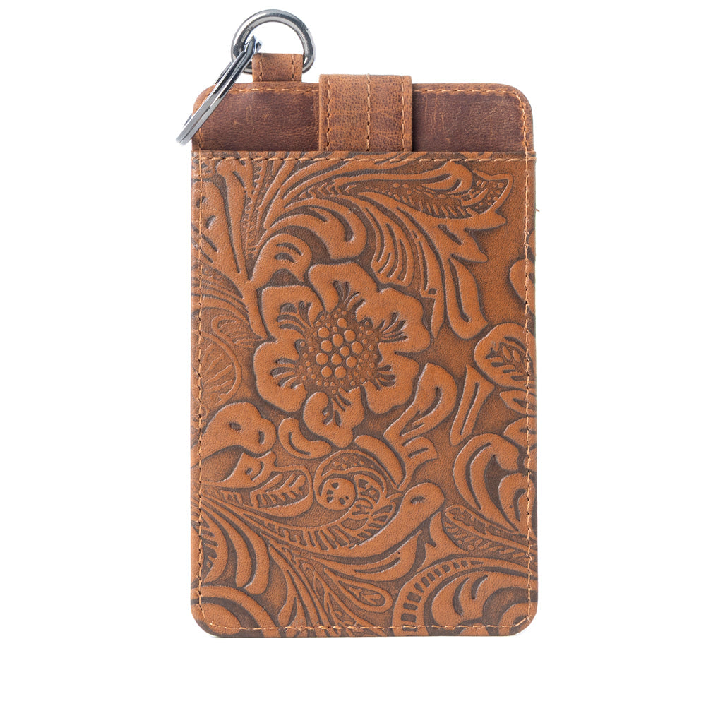 Myra Roper Card Holder for Women in brown with Embossed detail