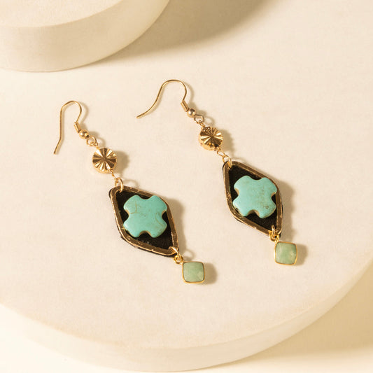 Myra Four Trails Clover Earrings in Desert Turquoise