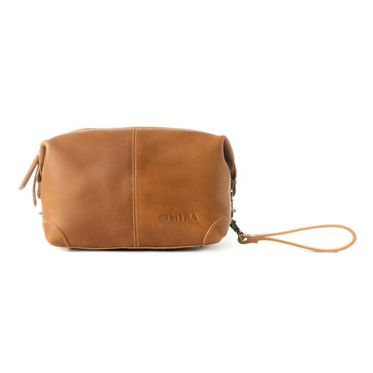 Myra Drifter Leather Shaving Kit for Men in tan