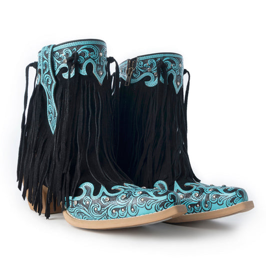 Myra Nashville Nights Boots for Women in Twilight, Handtooled Genuine Leather with Swarovski Stones