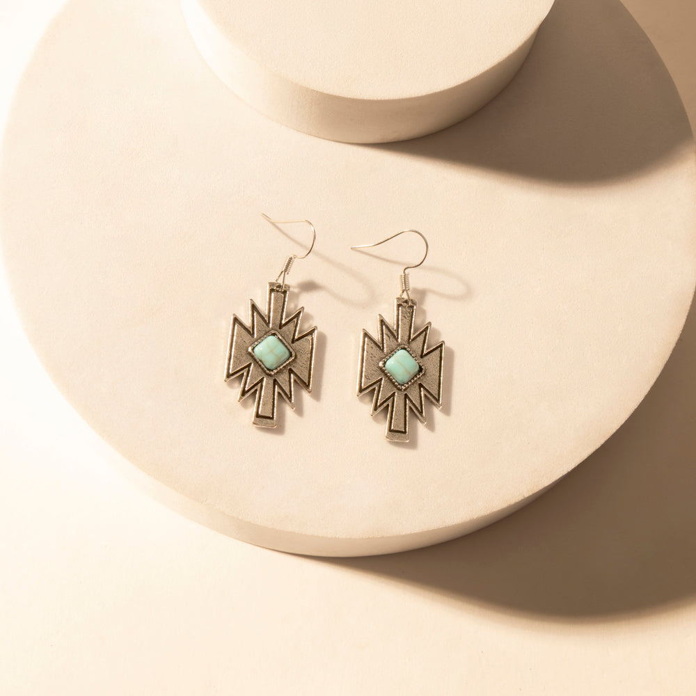 Myra Starburst Earrings for Women with Turquoise Center