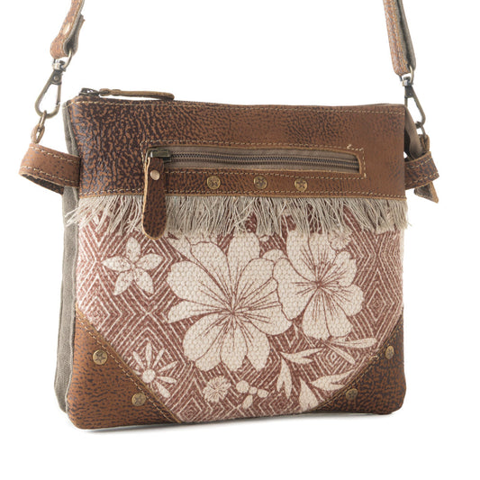 Myra Inkwild Vintage Crossbody Bag for Women in rust with fringe detail