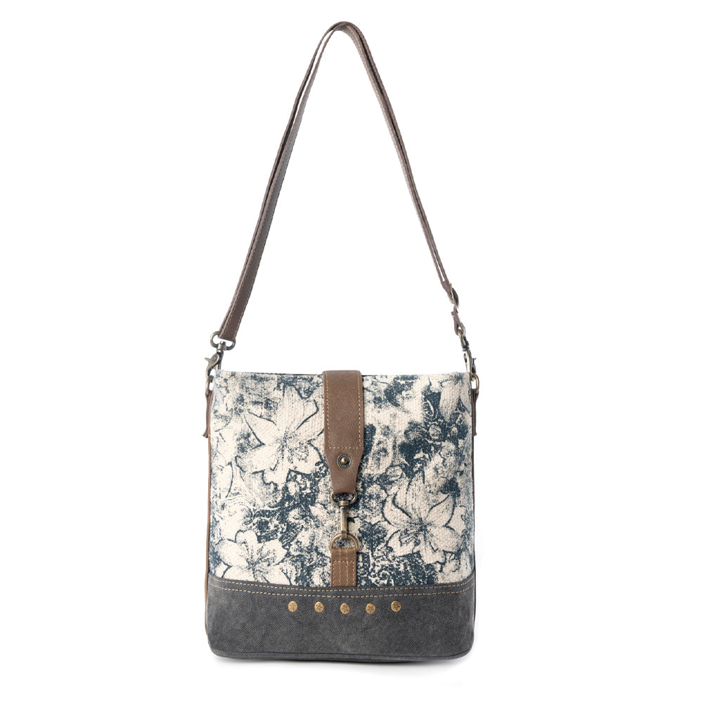 Myra Frostbloom Vintage Shoulder Bag for Women in teal with floral detail
