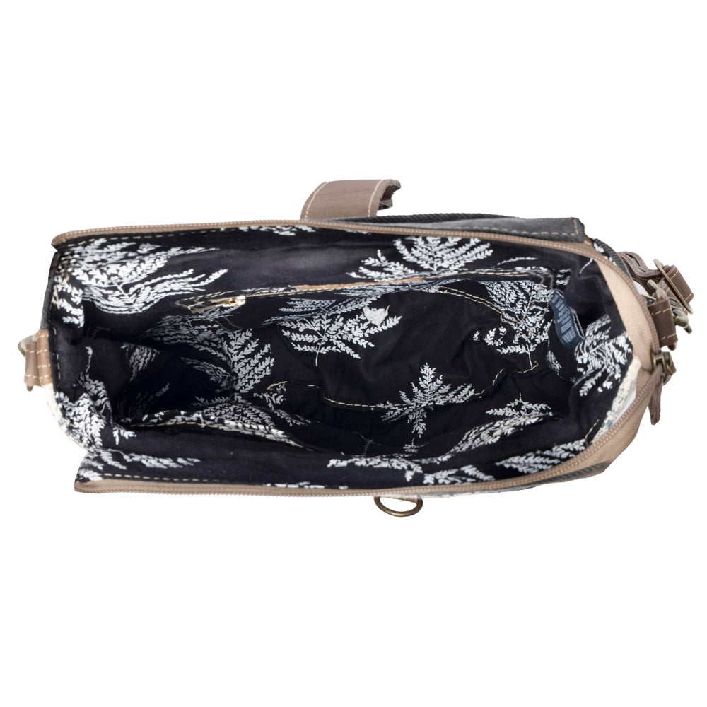 Myra Frostbloom Vintage Shoulder Bag for Women in teal with floral detail