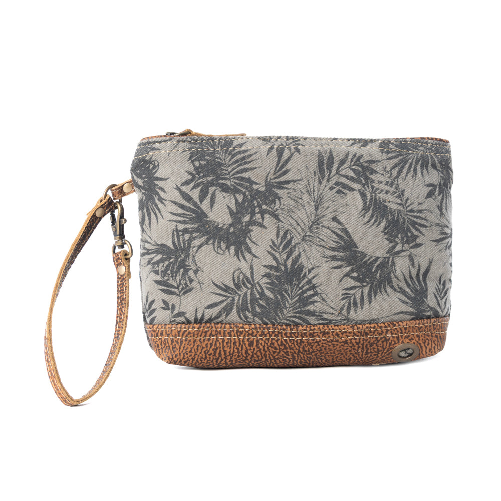 Myra Fernfield Vintage Wristlet for Women in olive with leather detail