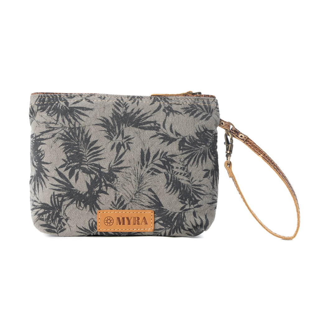 Myra Fernfield Vintage Wristlet for Women in olive with leather detail