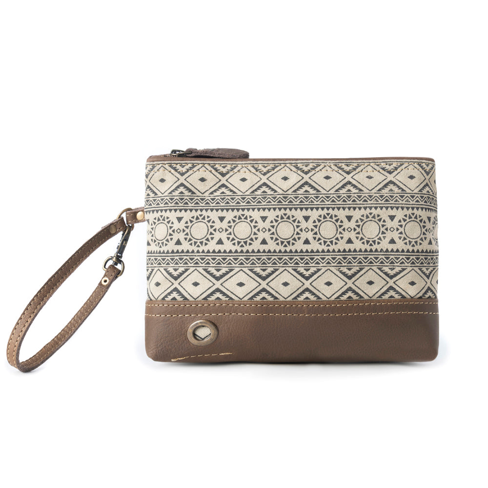 Myra Sundust Vintage Wristlet for Women in ivory with leather detail