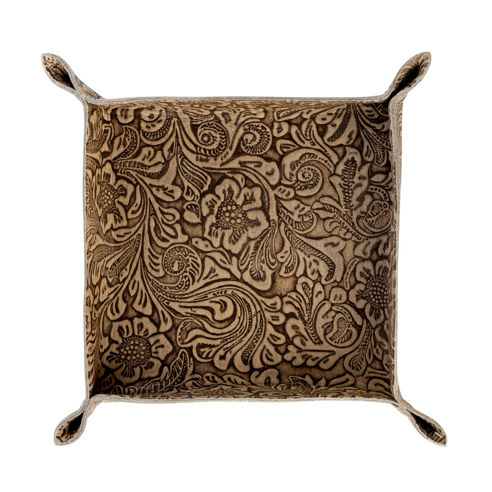 Myra Copperwind Leather Tray in Antique Brown