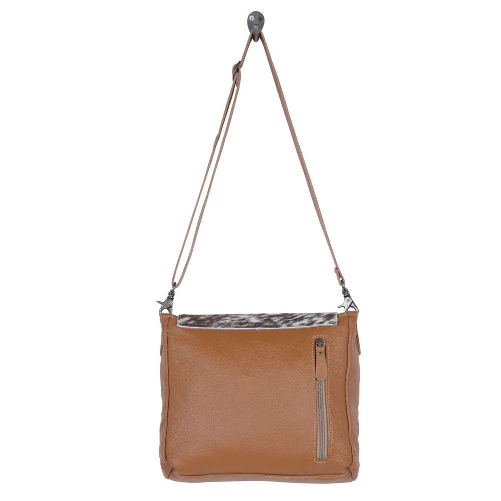 Myra Mangnifique Hairon Leather Crossbody Bag – Handtooled Flap, Concealed Carry Pocket & Adjustable Strap
