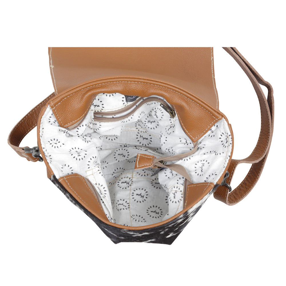 Myra Mangnifique Hairon Leather Crossbody Bag – Handtooled Flap, Concealed Carry Pocket & Adjustable Strap