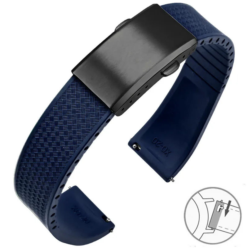 Samsung Galaxy Watch 7, 6, 5, 4 & FE FKM Rubber Band with Folding Clasp