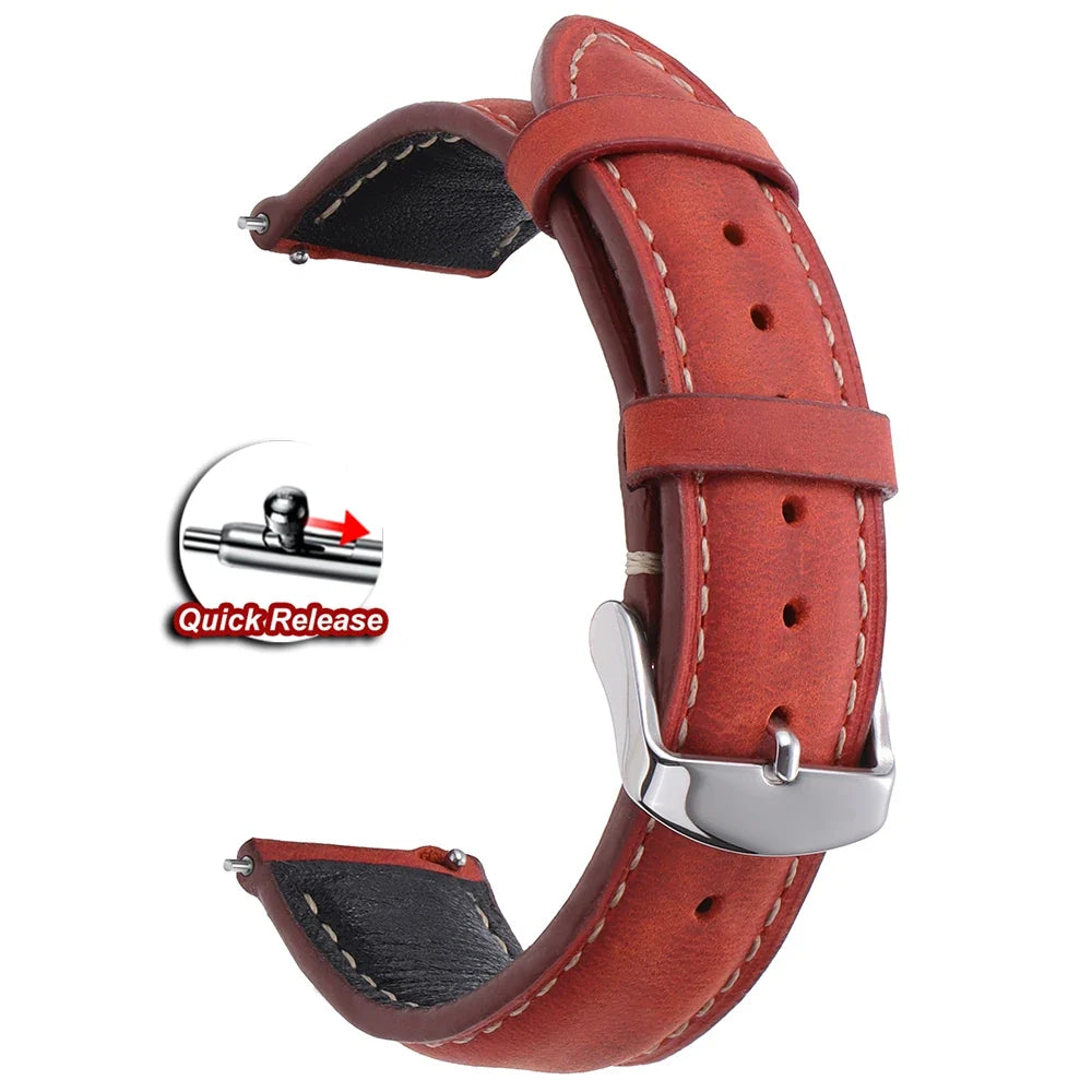 Samsung Galaxy Watch 7, 6, 5, 4 & FE Vintage Stitched Leather Band