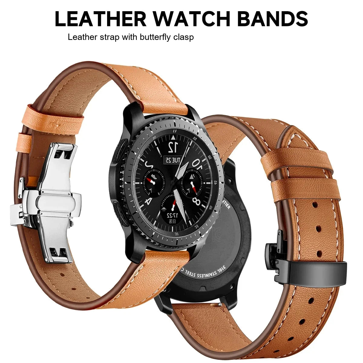 Google Pixel Watch 3/4 45mm Leather Butterfly Buckle Band