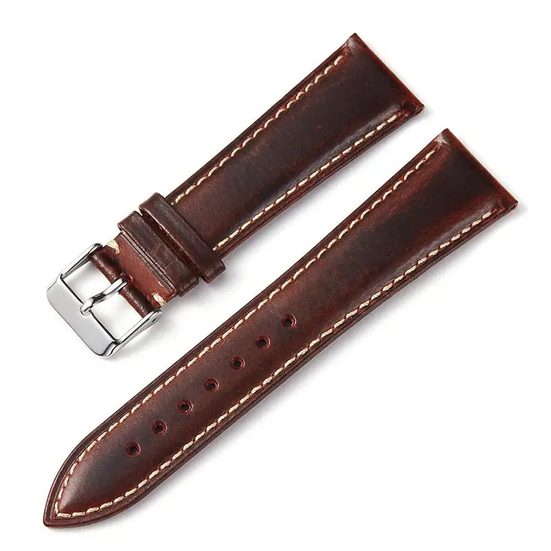 Amazfit Band Vintage Oil Wax Leather Watch Strap Cowhide Buckle