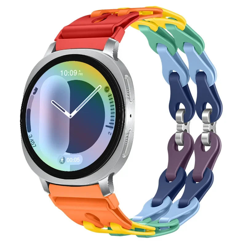 Samsung Galaxy Silicone Chain Watch Band – Watch8/Watch8 Classic/Watch9/Ultra/Ultra2 Multi