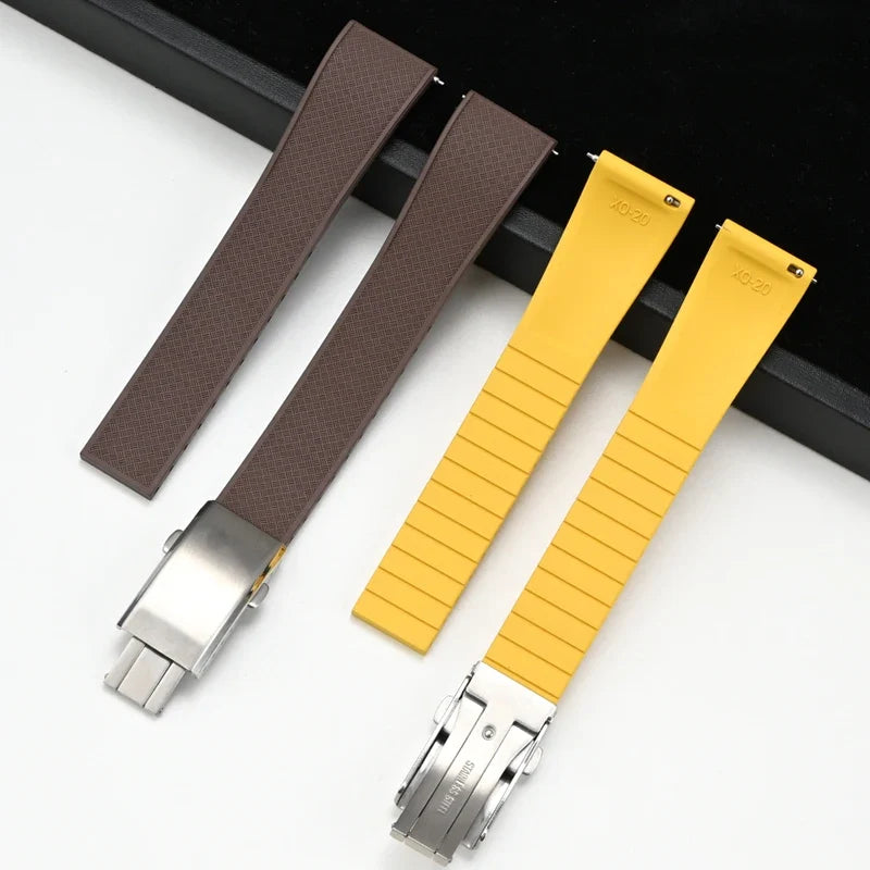 Samsung Galaxy Watch 7, 6, 5, 4 & FE FKM Rubber Band with Folding Clasp