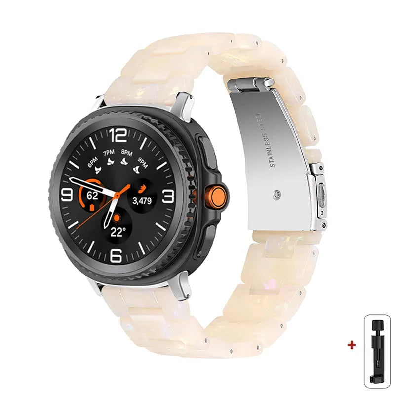 Samsung Galaxy Resin Link Watch Band - Tortoise Women Watch8/Watch8 Classic/Watch9 Ultra/Ultra2