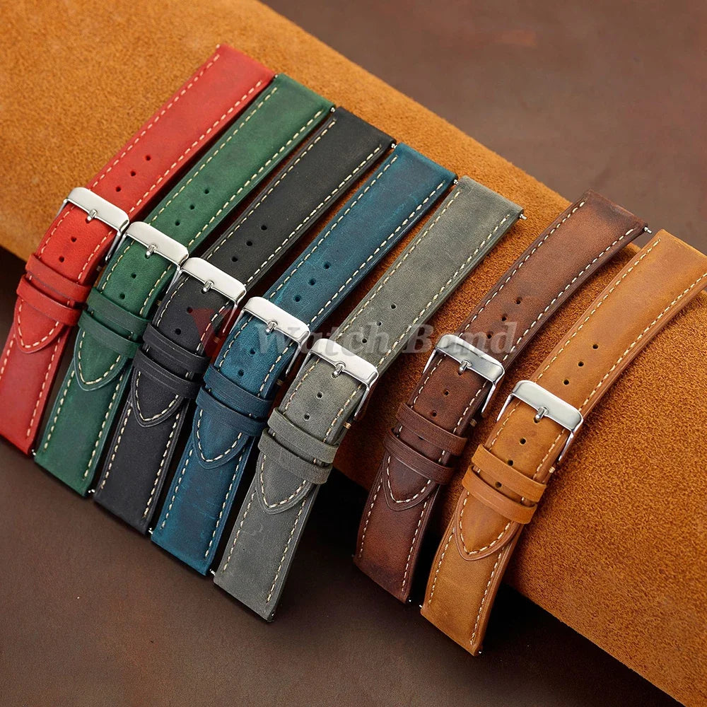 Samsung Galaxy Watch 7, 6, 5, 4 & FE Vintage Stitched Leather Band