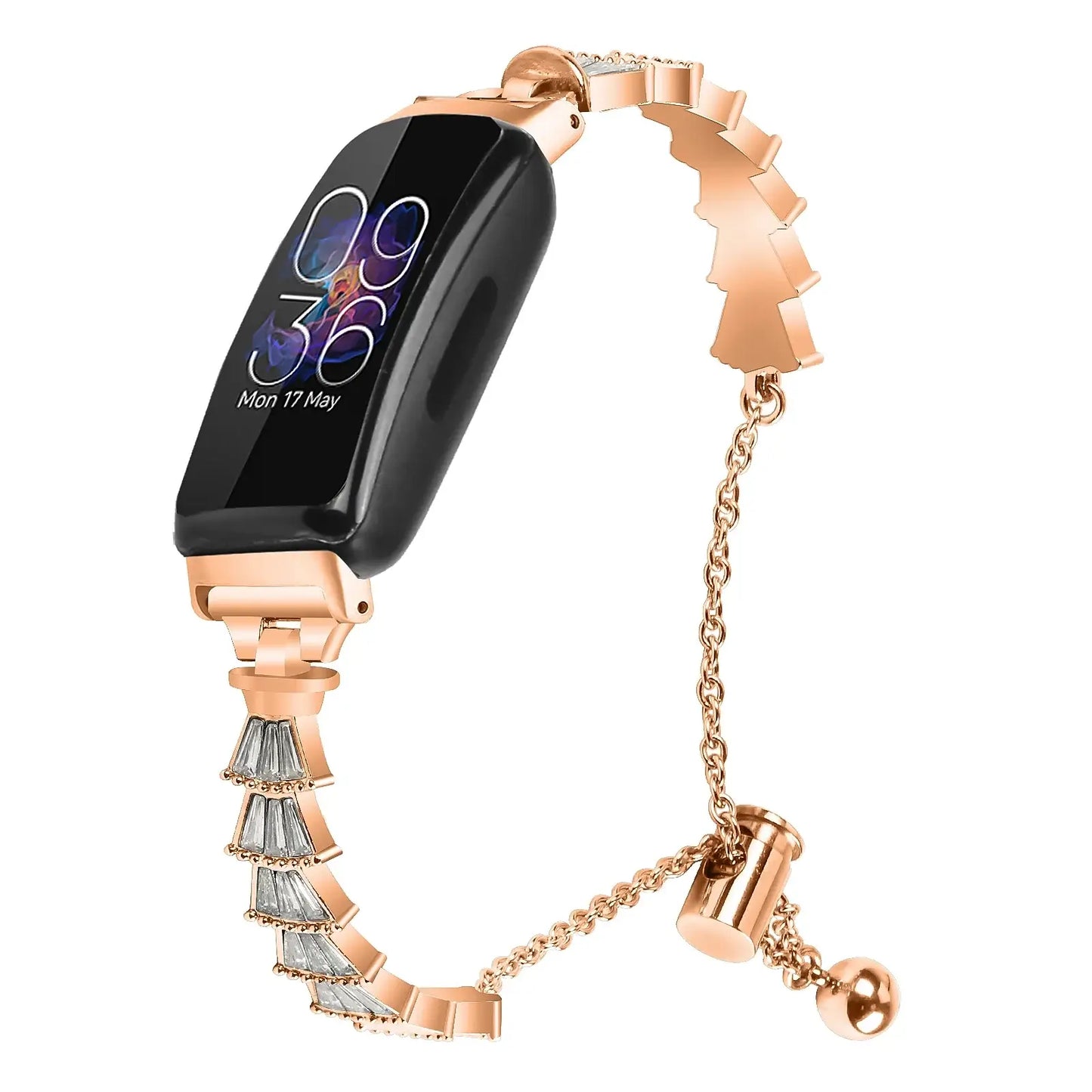 Fitbit Inspire 2, 1, HR Stainless Steel Band - Classic Metal Strap