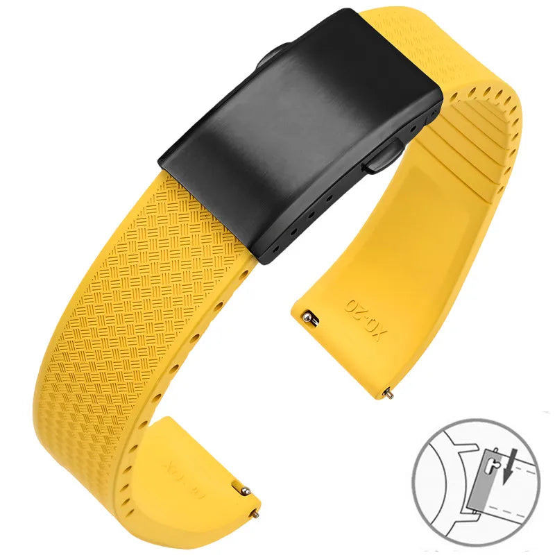 Samsung Galaxy Watch 7, 6, 5, 4 & FE FKM Rubber Band with Folding Clasp