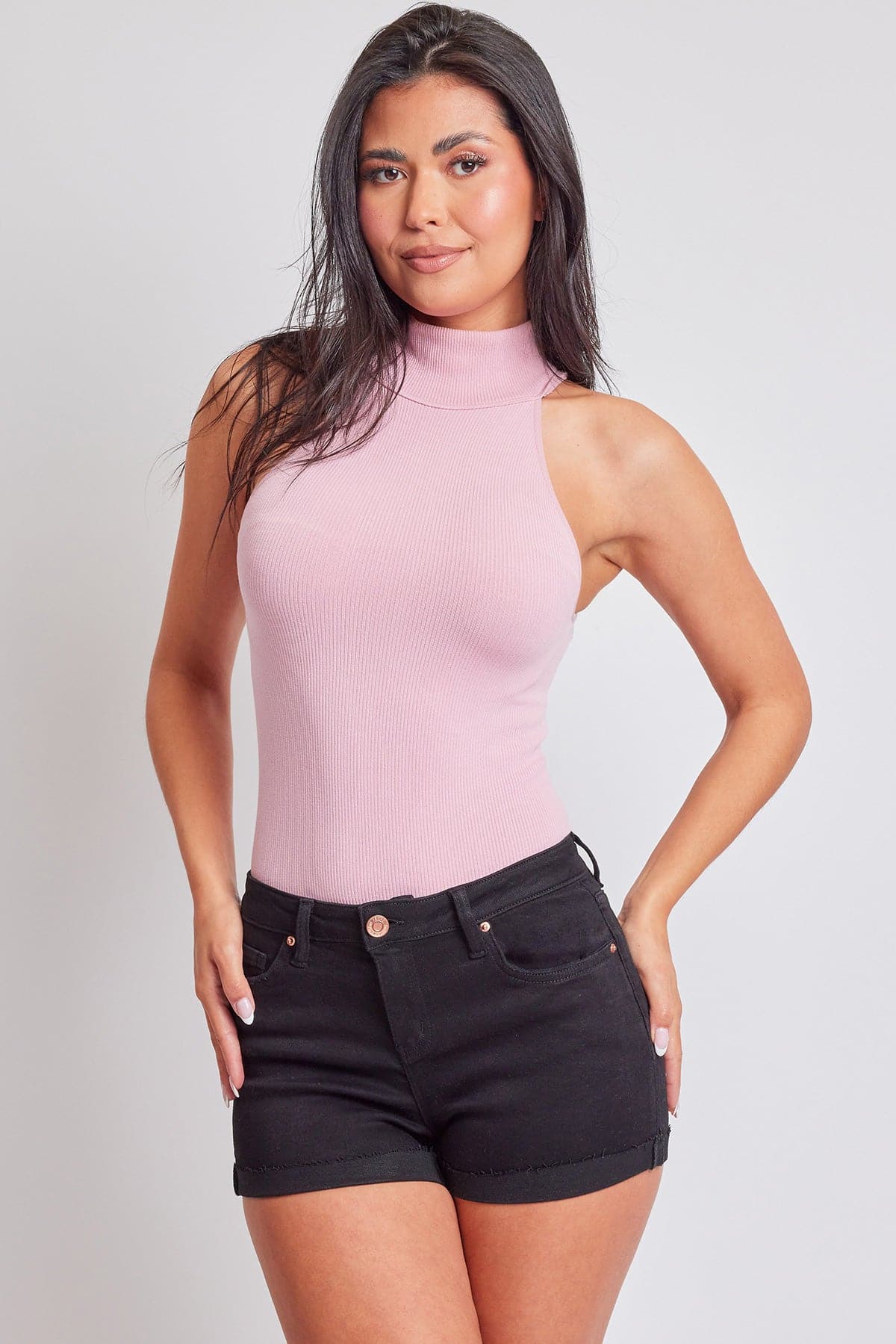 Women's Luxe Mid Rise Raw Edge Cuff Denim Short