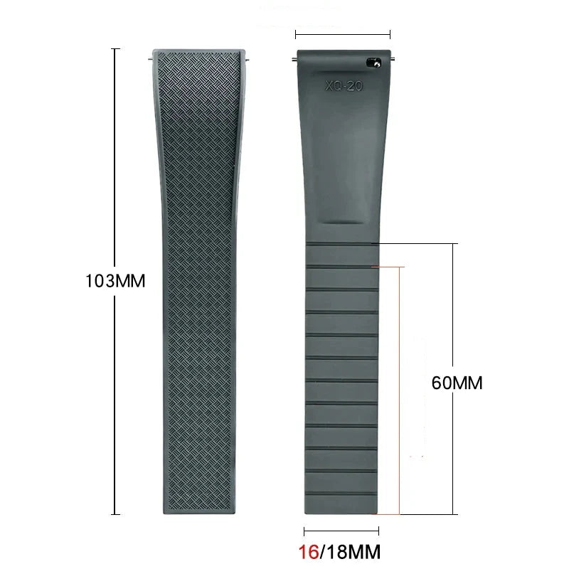 Samsung Galaxy Watch 7, 6, 5, 4 & FE FKM Rubber Band with Folding Clasp