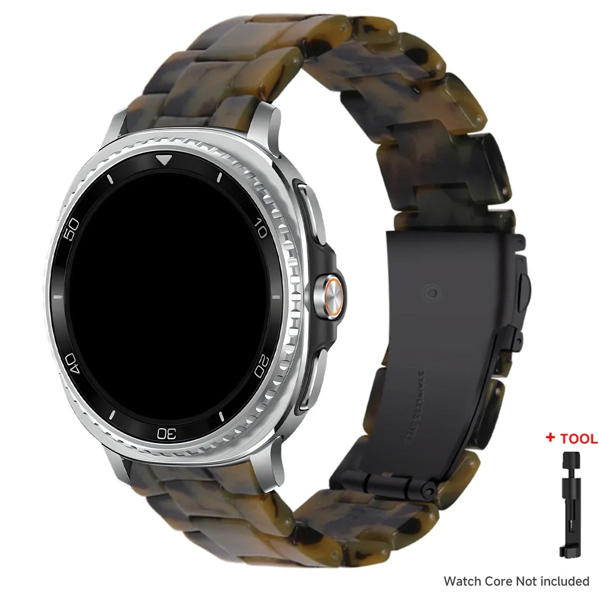 Samsung Galaxy Resin Link Watch Band - Tortoise Women Watch8/Watch8 Classic/Watch9 Ultra/Ultra2