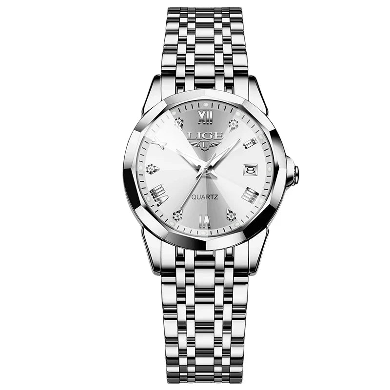 Women's Blue Sunburst Dial Two Tone Stainless Watch