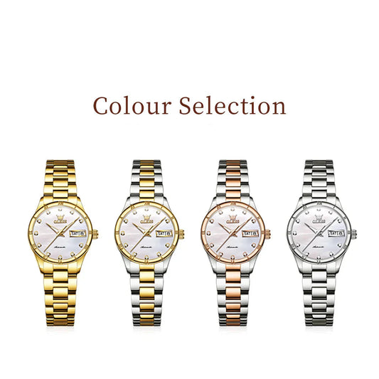 Women's Automatic Two Tone Stainless Steel Watch Pearl