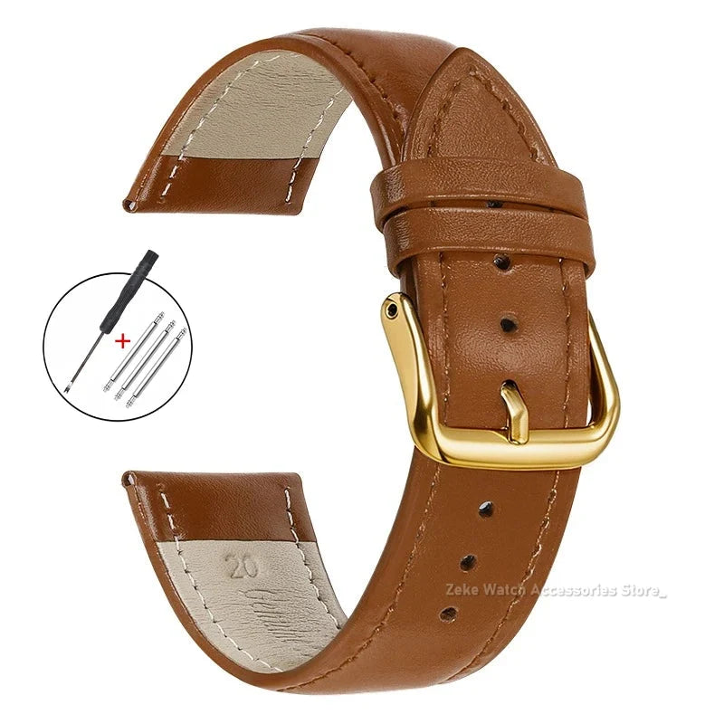 Samsung Galaxy Watch 7, 6, 5, 4 & FE Slim Calfskin Band, Spring Bars & Tool