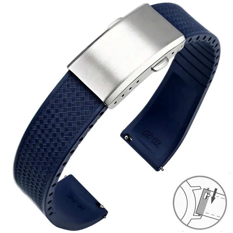 Samsung Galaxy Watch 7, 6, 5, 4 & FE FKM Rubber Band with Folding Clasp