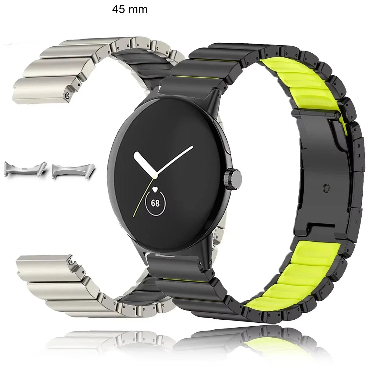 Google Pixel Watch 45mm Titanium Silicone Turtle Buckle Band