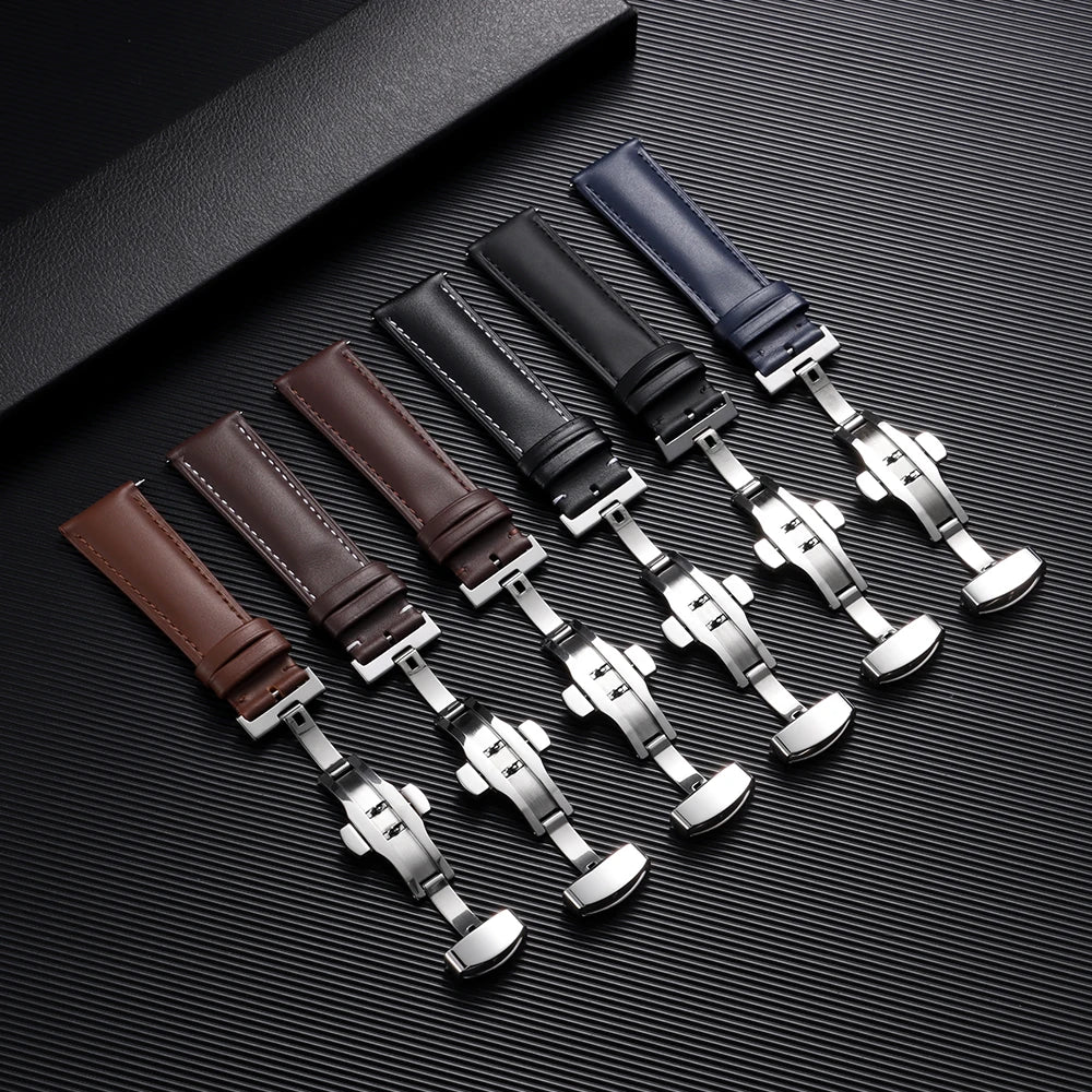 TicWatch Pro 3, E3 & GTH Leather Band with Butterfly Clasp