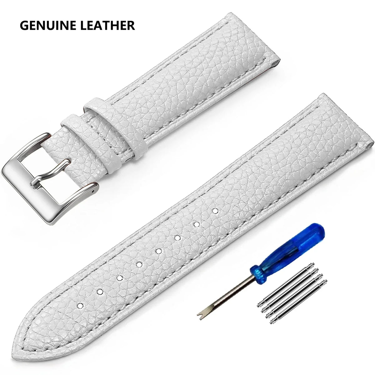 Samsung Galaxy Watch 7, 6, 5, 4 & FE Grained Leather Band, Spring Bars & Tool