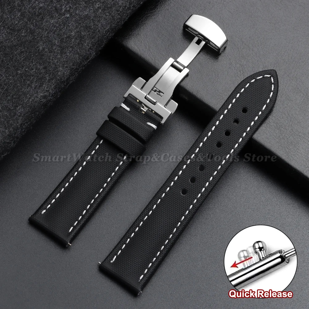 Samsung Galaxy Watch 7, 6, 5, 4 & FE Sailcloth Band with Butterfly Clasp