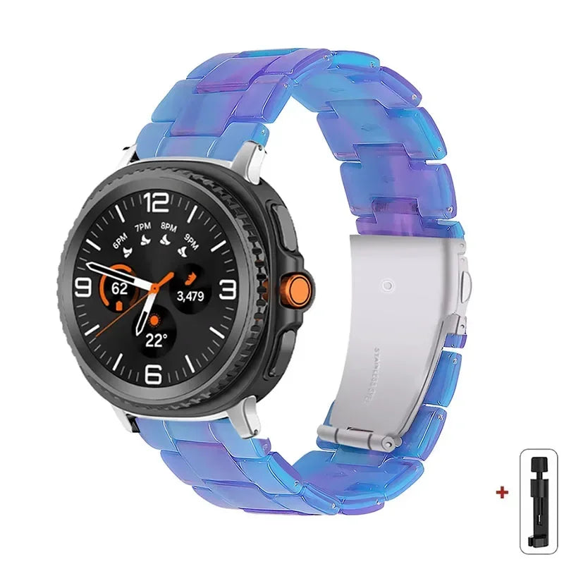Samsung Galaxy Resin Link Watch Band - Tortoise Women Watch8/Watch8 Classic/Watch9 Ultra/Ultra2