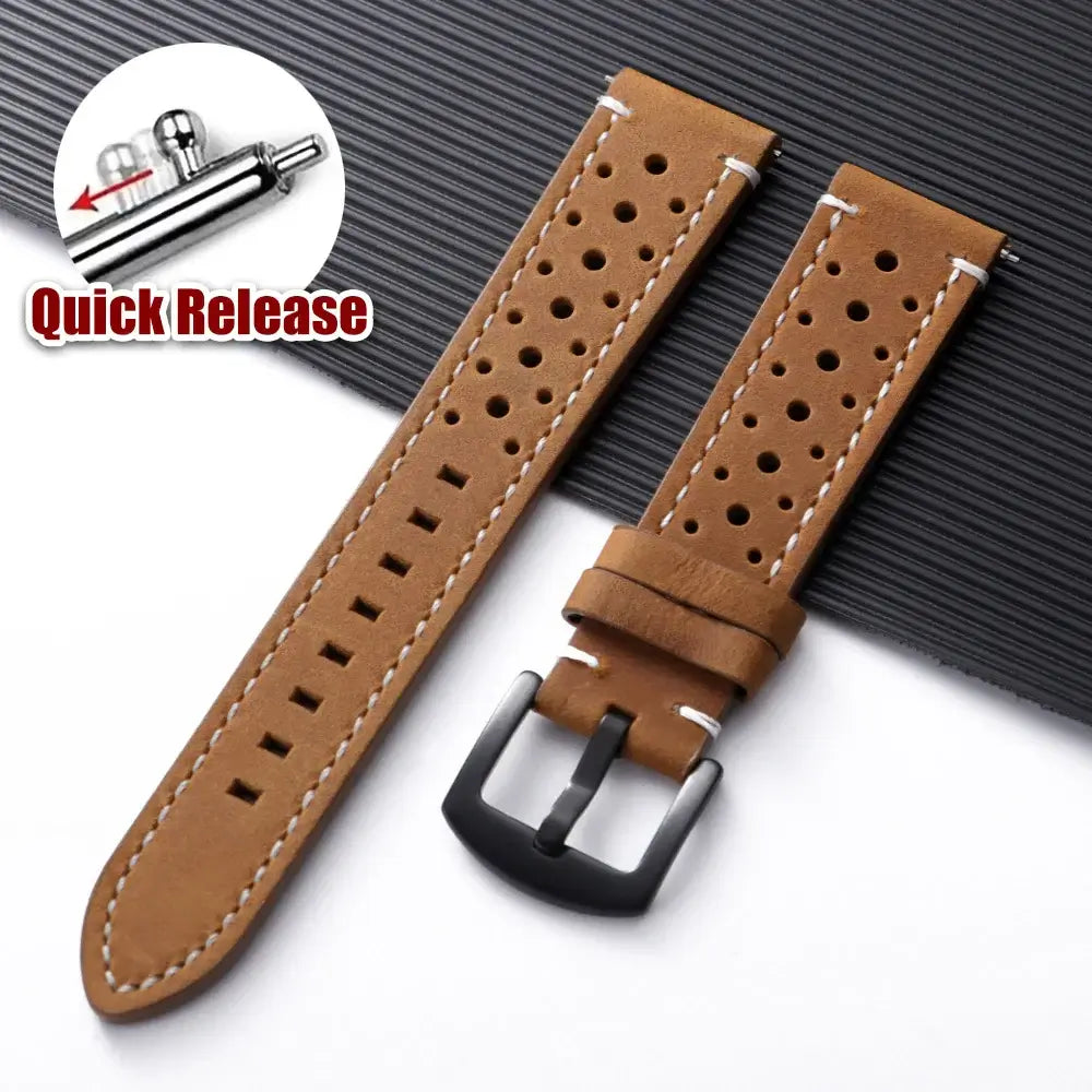 Amazfit Bands Leather Quick Release Watch Band Vintage Brown Cowhide Strap